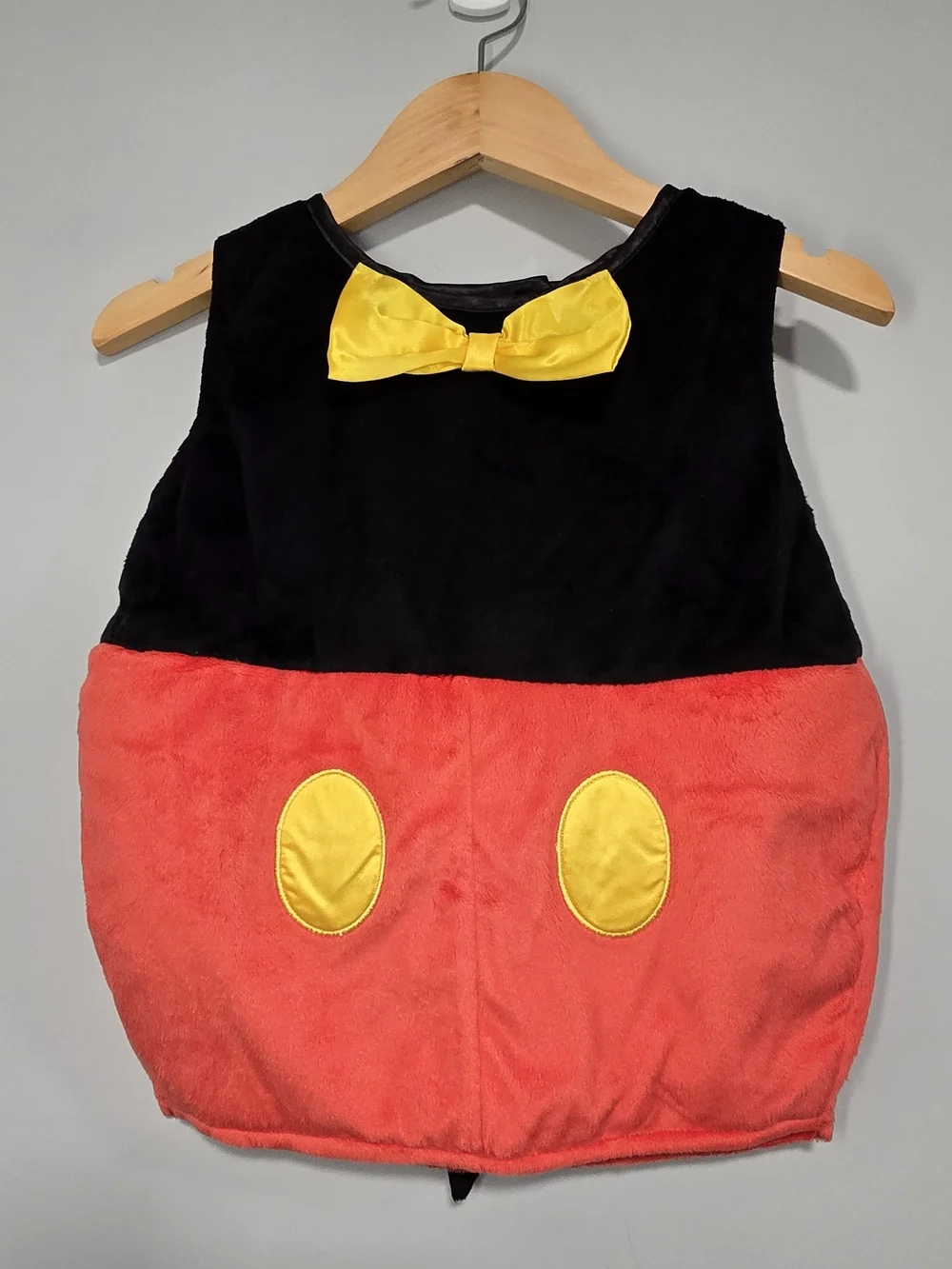 Disney Baby Mickey Costume Black Tunic with Yellow and Green Label Accents.